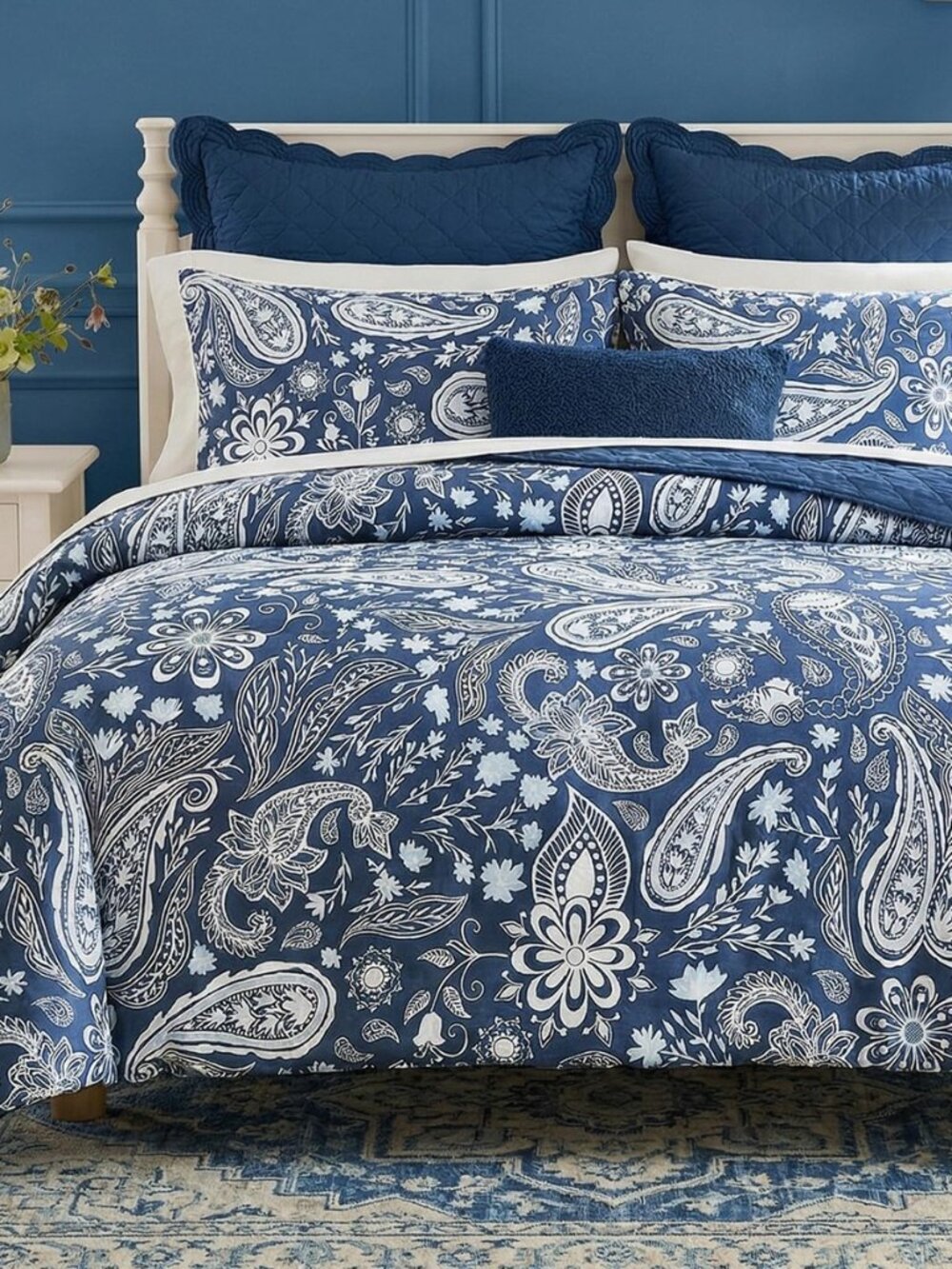 Duvet Cover Set King Size 100% Cotton Paisley Bedding Set 3 Pcs Soft &